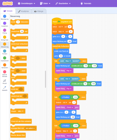 Codeauszug aus Scratch
